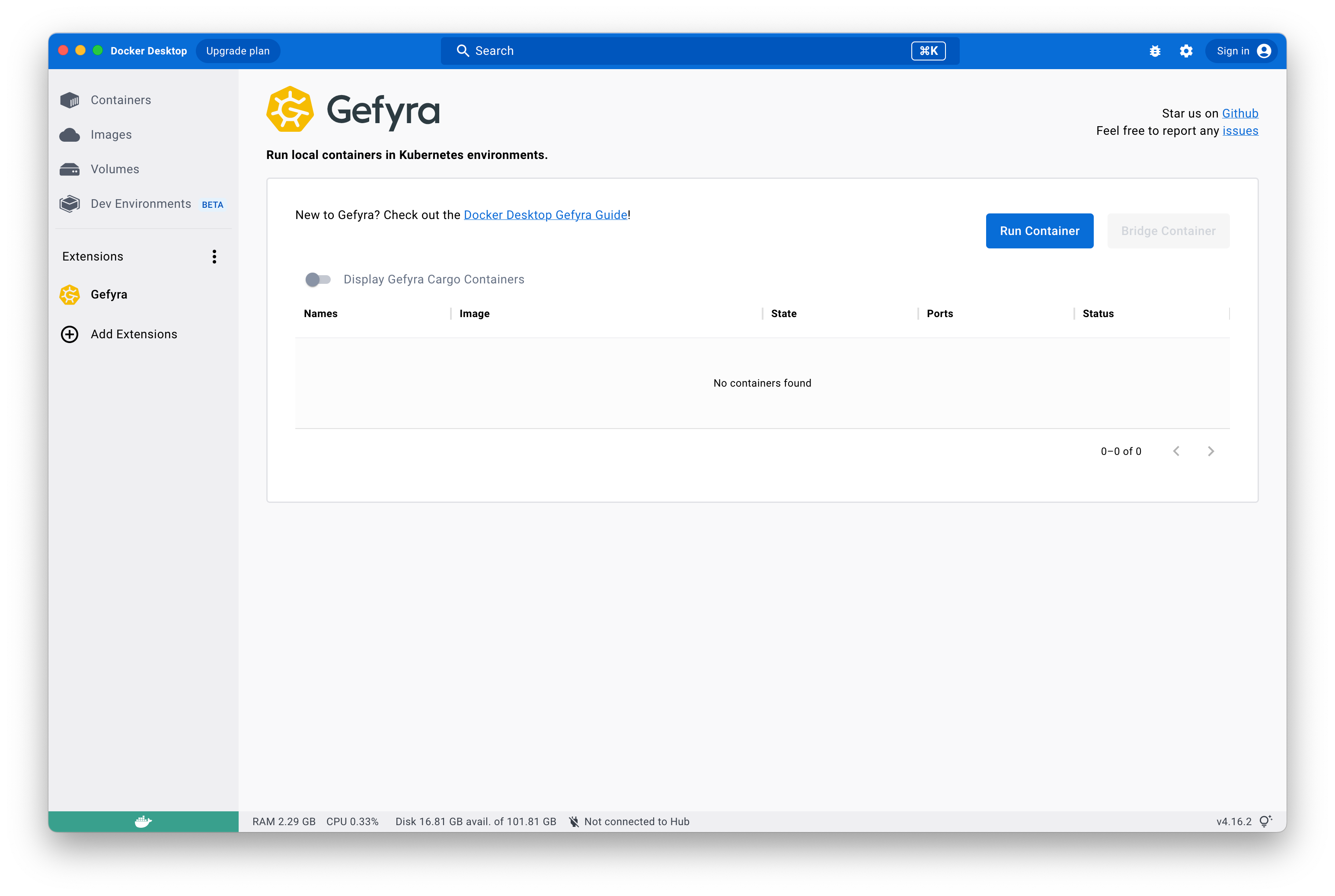 Docker Desktop Extension Start
